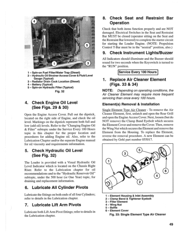 Gehl SL4525 Skid Steer Loader Operators and Parts Manual_4525 SN 008826 and Before 4625 SN 019719 and Before Operators Manual 906698A 1993_51 Gehl SL4525 Skid Steer Loader Operators and Parts Manual