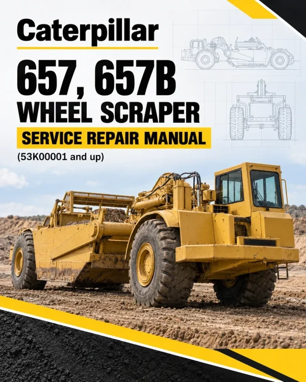 Caterpillar CAT 657, 657B Wheel Scraper Service Repair Manual (53K00001 and up)