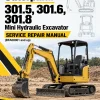 Caterpillar CAT 301.5, 301.6, 301.8 Mini Hydraulic Excavator Service Repair Manual (BFA00001 and up) Caterpillar CAT 301.5, 301.6, 301.8 Mini Hydraulic Excavator Service Repair Manual (BFA00001 and up)