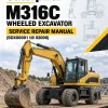 Caterpillar CAT M316C Wheeled Excavator Service Repair Manual (BDX00001 till 02000)