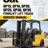 CAT GP15, GP18, GP20, GP25, GP30, GP35 Forklift Lift Truck Service Manual CAT GP15, GP18, GP20, GP25, GP30, GP35 Forklift Lift Truck Service Manual