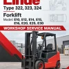 Linde Type 322, 323, 324 Forklift Model: E10, E12, E14, E15, E16, E20, E25, E30 Workshop Service Manual