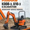 Kubota K008-3, U10-3 Excavator Workshop Service Manual