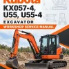 Kubota KX057-4, U55, U55-4 Excavator Workshop Service Manual