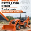 Kubota BX23S, LA340, BT603 Tractor Loader Workshop Manual