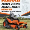 Kubota ZD321, ZD323, ZD326, ZD331 Mower Workshop Service Manual