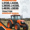 Kubota L3130, L3430, L3830, L4330, L4630, L5030 Tractor Workshop Manual