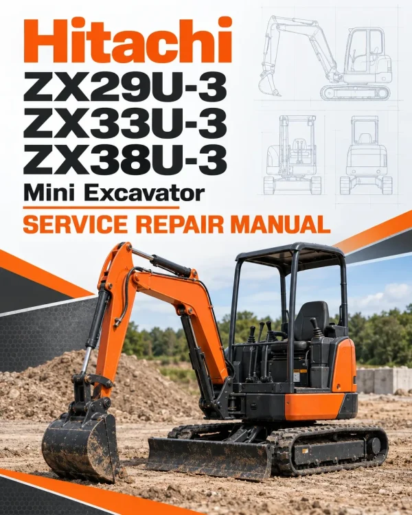 Hitachi ZX29U-3, ZX33U-3, ZX38U-3 Mini Excavator Service Repair Manual