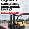 Hyster S30E, S40E, S50E, S60ES Diesel & LPG Forklift Truck D002 Series Repair Manual (USA)