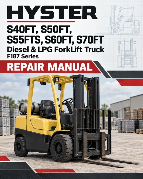 Hyster S40FT, S50FT, S55FTS, S60FT, S70FT Diesel & LPG ForkLift Truck F187 Series Repair Manual (USA) Hyster S40FT, S50FT, S55FTS, S60FT, S70FT Diesel & LPG ForkLift Truck F187 Series Repair Manual (USA)