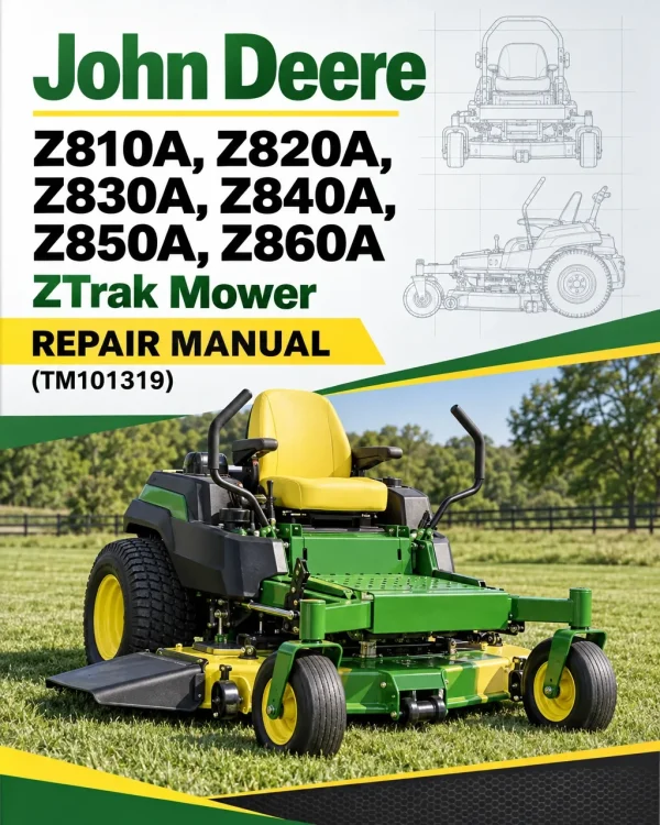 John Deere Z810A, Z820A, Z830A, Z840A, Z850A, Z860A ZTrak Mower Repair Manual (TM101319)