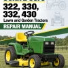John Deere 322, 330, 332, 430 Law and Garden Tractors Repair Manual (TM1591)