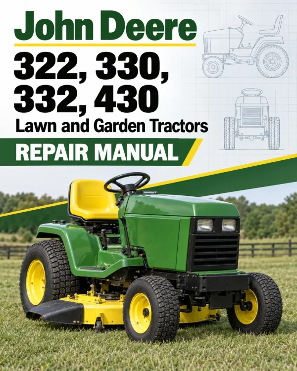 John Deere 322, 330, 332, 430 Law and Garden Tractors Repair Manual (TM1591)