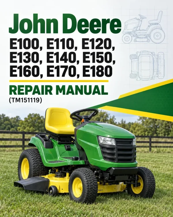 John Deere E100, E110, E120, E130, E140, E150, E160, E170, E180 Repair Manual (TM151119) John Deere E100, E110, E120, E130, E140, E150, E160, E170, E180 Repair Manual (TM151119)