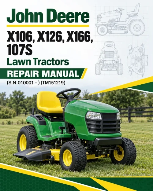 John Deere X106, X126, X166, 107S Lawn Tractors Repair Manual (S.N 010001 - ) (TM151219) John Deere X106, X126, X166, 107S Lawn Tractors Repair Manual (S.N 010001 - ) (TM151219)