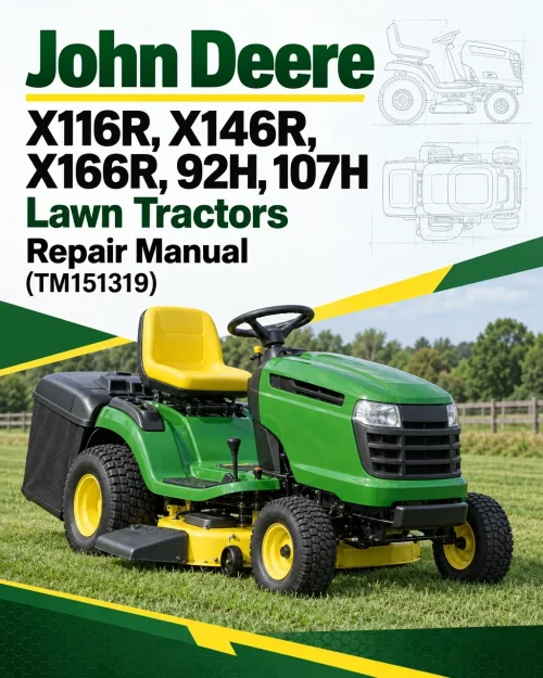 John Deere X116R, X146R, X166R, 92H, 107H Lawn Tractors Repair Manual (TM151319) John Deere X116R, X146R, X166R, 92H, 107H Lawn Tractors Repair Manual (TM151319)