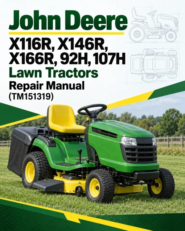 John Deere X116R, X146R, X166R, 92H, 107H Lawn Tractors Repair Manual (TM151319)