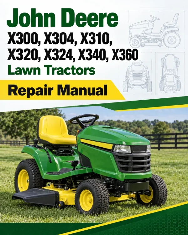 John Deere X300, X304, X310, X320, X324, X340, X360 Lawn Tractors Repair Manual (TM2308) John Deere X300, X304, X310, X320, X324, X340, X360 Lawn Tractors Repair Manual (TM2308)