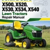 John Deere X500, X520, X530, X534, X540 Lawn Tractors Repair Manual (TM2309)
