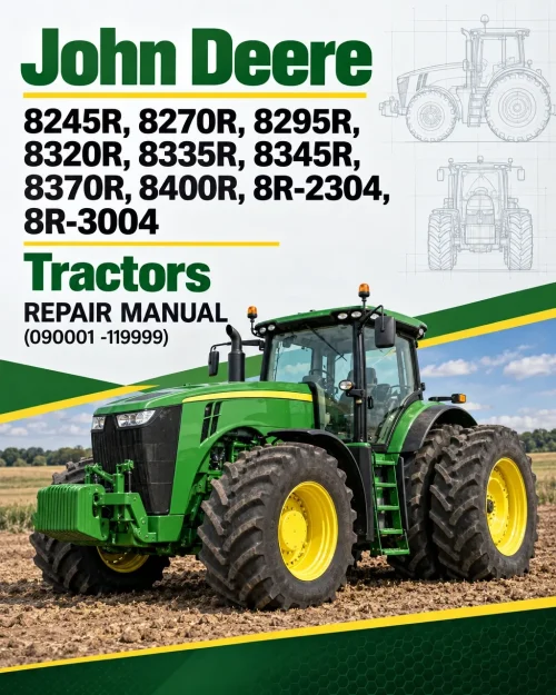 John Deere 8245R, 8270R, 8295R, 8320R, 8335R, 8345R, 8370R, 8400R , 8R-2304, 8R-3004 Tractors Repair Manual (090001 -119999) John Deere 8245R, 8270R, 8295R, 8320R, 8335R, 8345R, 8370R, 8400R , 8R-2304, 8R-3004 Tractors Repair Manual (090001 -119999)