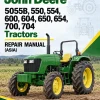 John Deere 5055B, 550, 554, 600, 604, 650, 654, 700, 704 Tractors Repair Manual (Asia)