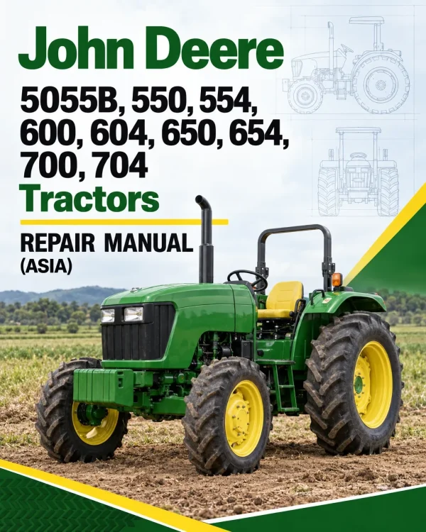 John Deere 5055B, 550, 554, 600, 604, 650, 654, 700, 704 Tractors Repair Manual (Asia)