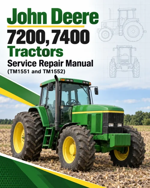 John Deere 7200, 7400 Tractors Service Repair Manual (TM1551 and TM1552)
