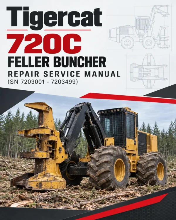 Tigercat 720C Feller Buncher Repair Service Manual (SN 7203001 - 7203499)