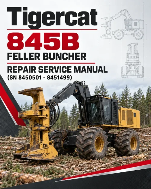 Tigercat 845B Feller Buncher Repair Service Manual (SN 8450501 - 8451499)