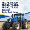 New Holland T8.275, T8.300, T8.330, T8.360, T8.390, T8.420 Tractor Service Manual