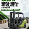 Clark GTS20L, GTS25L, GTS30L, GTS33L Forklift Service Repair Manual (PSI 4G64 Engine)