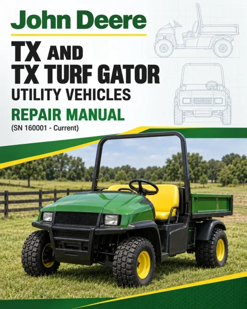 John Deere TX and TX Turf Gator Utility Vehicles Repair Manual (SN 160001 - Current) John Deere TX and TX Turf Gator Utility Vehicles Repair Manual (SN 160001 - Current)