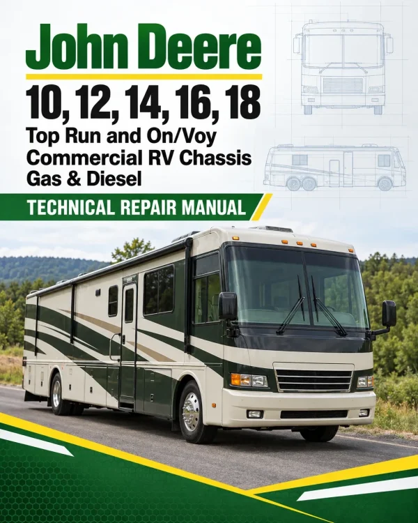 John Deere 10, 12, 14, 16, 18 Top Run and On/Voy Commercial RV Chassis Gas & Diesel Technical Repair Manual (TM1362)