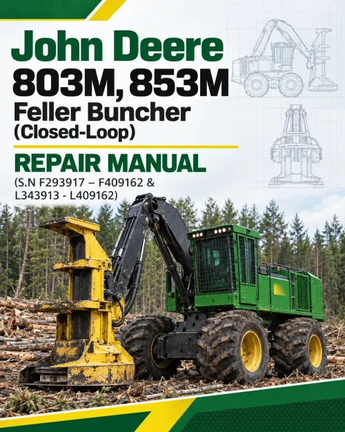John Deere 803M, 853M Feller Buncher (Closed-Loop) Repair Manual (S.N F293917 – F409162 & L343913 - L409162) John Deere 803M, 853M Feller Buncher (Closed-Loop) Repair Manual (S.N F293917 – F409162 & L343913 - L409162)