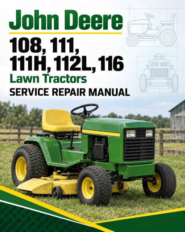 John Deere 108, 111, 111H, 112L, 116 Lawn Tractors Service Repair Manual (TM1206) John Deere 108, 111, 111H, 112L, 116 Lawn Tractors Service Repair Manual (TM1206)