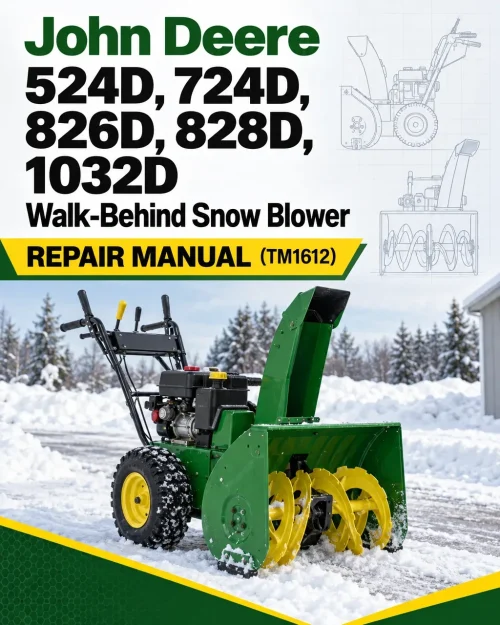 John Deere 524D, 724D, 826D, 828D, 1032D Walk-Behind Snow Blower Repair Manual (TM1612) John Deere 524D, 724D, 826D, 828D, 1032D Walk-Behind Snow Blower Repair Manual (TM1612)