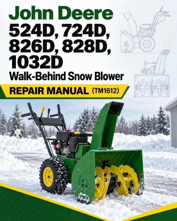 John Deere 524D, 724D, 826D, 828D, 1032D Walk-Behind Snow Blower Repair Manual (TM1612) John Deere 524D, 724D, 826D, 828D, 1032D Walk-Behind Snow Blower Repair Manual (TM1612)