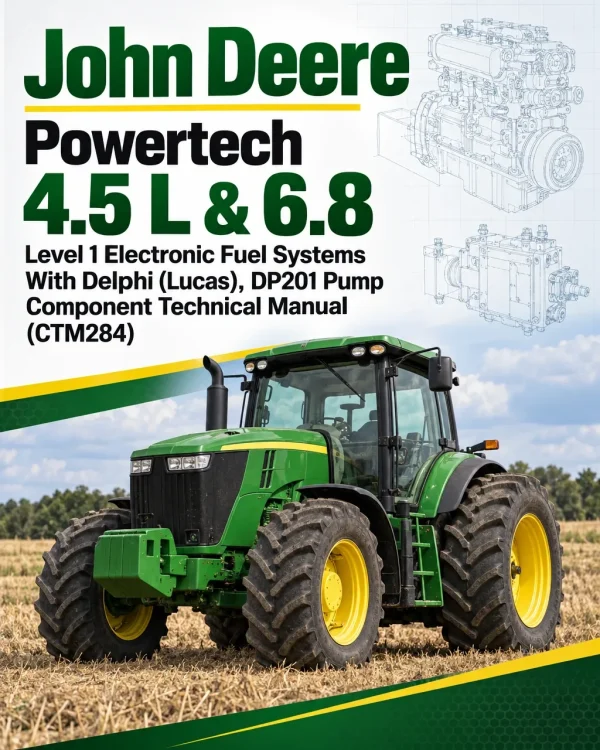 John Deere Powertech 4.5 L & 6.8 Level 1 Electronic Fuel Systems With Delphi (Lucas), DP201 Pump Component Technical Manual (CTM284) John Deere Powertech 4.5 L & 6.8 Level 1 Electronic Fuel Systems With Delphi (Lucas), DP201 Pump Component Technical Manual (CTM284)