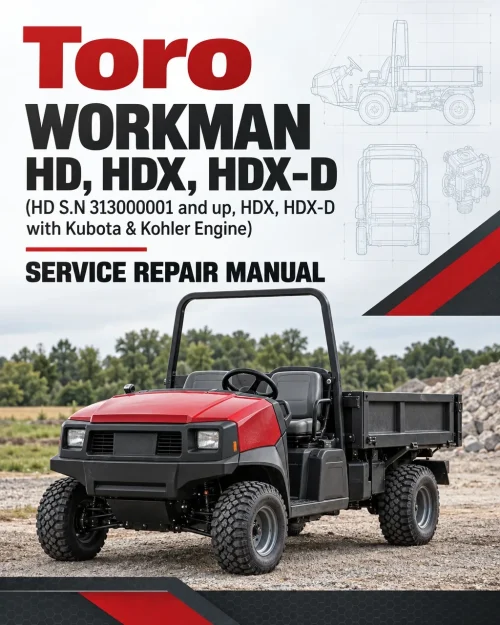 Toro Workman HD, HDX, HDX-D (HD S.N 313000001 and up, HDX, HDX-D with Kubota & Kohler Engine) Service Repair Manual