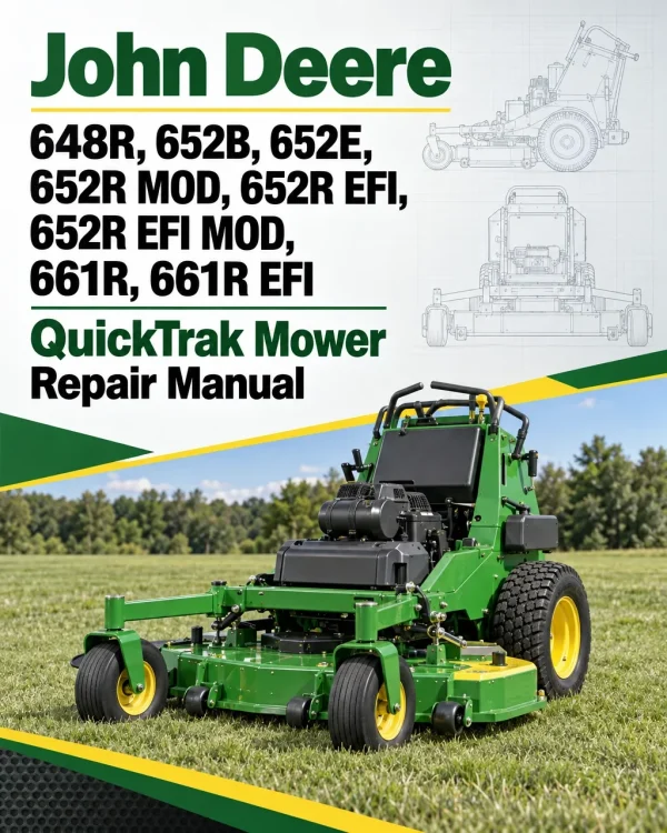 John Deere 648R, 652B, 652E, 652R MOD, 652R EFI, 652R EFI MOD, 661R, 661R EFI QuickTrak Mower Repair Manual John Deere 648R, 652B, 652E, 652R MOD, 652R EFI, 652R EFI MOD, 661R, 661R EFI QuickTrak Mower Repair Manual