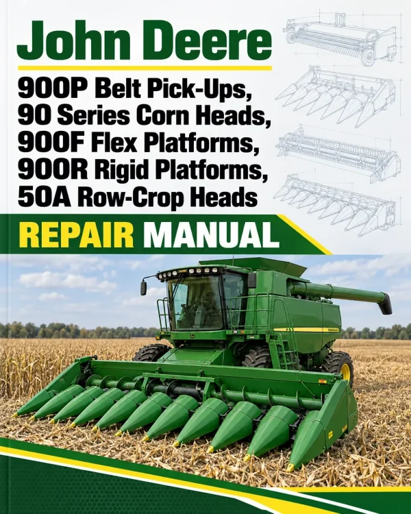 John Deere 900P Belt Pick-Ups, 90 Series Corn Heads, 900F Flex Platforms, 900R Rigid Platforms, 50A Row-Crop Heads Repair Manual