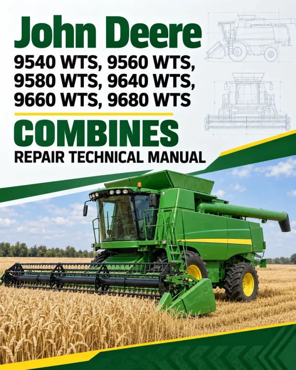 John Deere 9540 WTS, 9560 WTS, 9580 WTS , 9640 WTS, 9660 WTS, 9680 WTS Combines Repair Technical Manual John Deere 9540 WTS, 9560 WTS, 9580 WTS , 9640 WTS, 9660 WTS, 9680 WTS Combines Repair Technical Manual