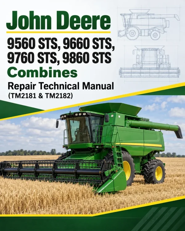 John Deere 9560 STS , 9660 STS , 9760 STS, 9860 STS Combines Repair Technical Manual (TM2181 & TM2182)