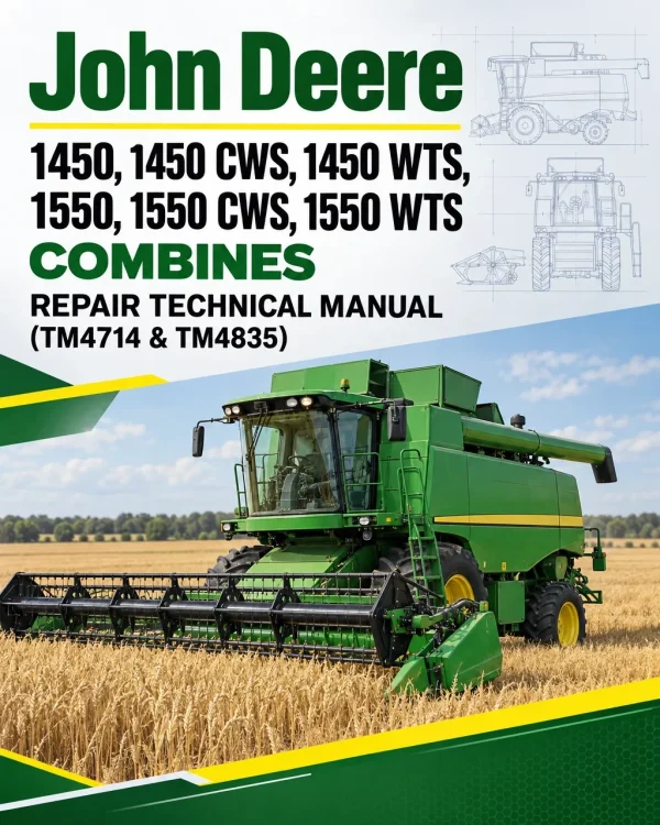 John Deere 1450, 1450 CWS, 1450 WTS, 1550, 1550 CWS, 1550WTS Combines Repair Technical Manual (TM4714 & TM4835)
