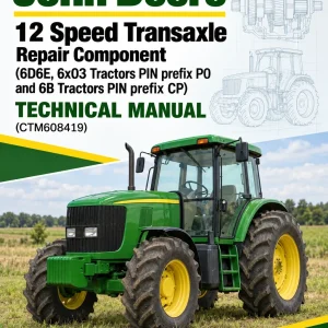 John Deere 12 Speed Transaxle Repair Component (6D6E, 6x03 Tractors PIN prefix P0 and 6B Tractors PIN prefix CP) Technical Manual (CTM608419)