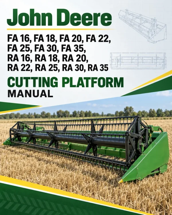 John Deere FA 16, FA 18, FA 20, FA 22, FA 25, FA 30, FA 35, RA 16, RA 18, RA 20, RA 22, RA 25, RA 30, RA 35 Cutting Platform Manual John Deere FA 16, FA 18, FA 20, FA 22, FA 25, FA 30, FA 35, RA 16, RA 18, RA 20, RA 22, RA 25, RA 30, RA 35 Cutting Platform Manual
