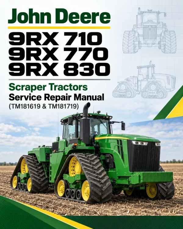John Deere 9RX 710, 9RX 770, 9RX 830 Scraper Tractors Service Repair Manual (TM181619 & TM181719)