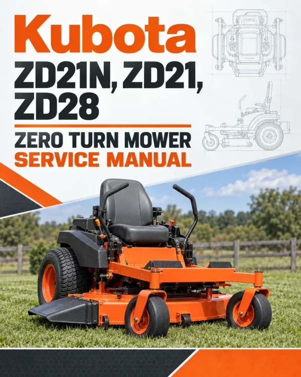 Kubota ZD21N, ZD21, ZD28 Zero Turn Mower Service Manual