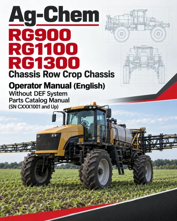Ag-Chem RoGator RG900, RG1100, RG1300 Chassis Row Crop Chassis Opertor Manual (English) Without DEF System Parts Catalog Manual (SN CXXX1001 and Up)