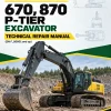 John Deere 670, 870 P-Tier Excavator Technical Repair Manual (SN F_00001 and up)